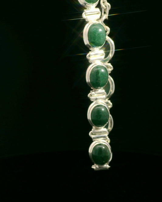 Elegant Silver and Nephrite Jade Bracelet