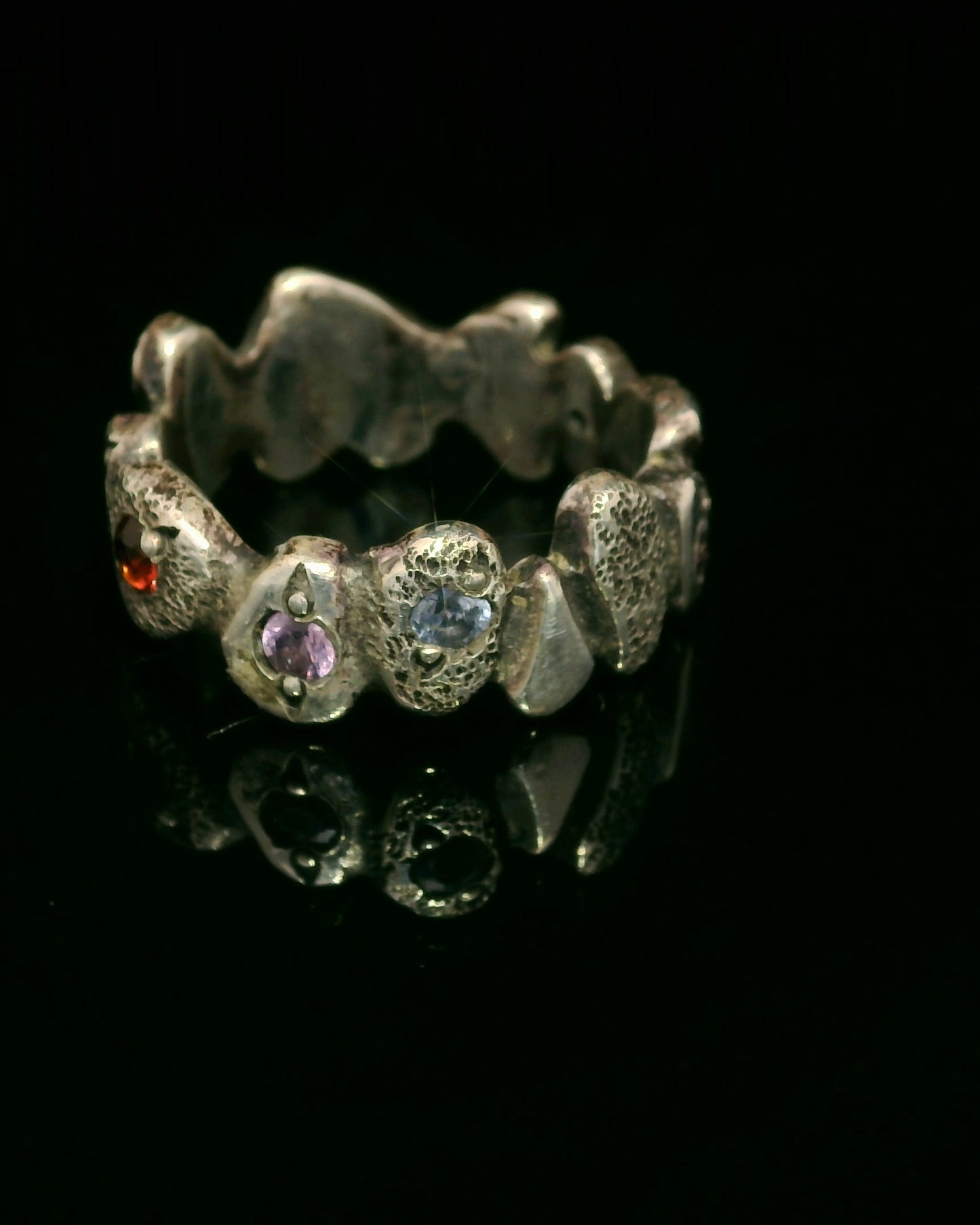 Elegant “Building Blocks” Ring w/ Sapphires