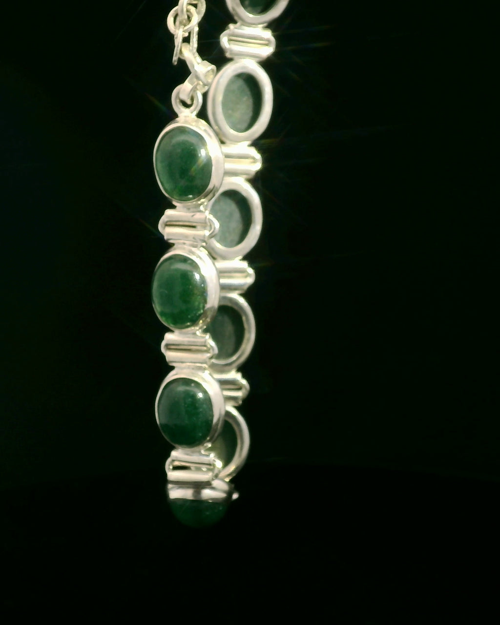 Elegant Silver and Nephrite Jade Bracelet