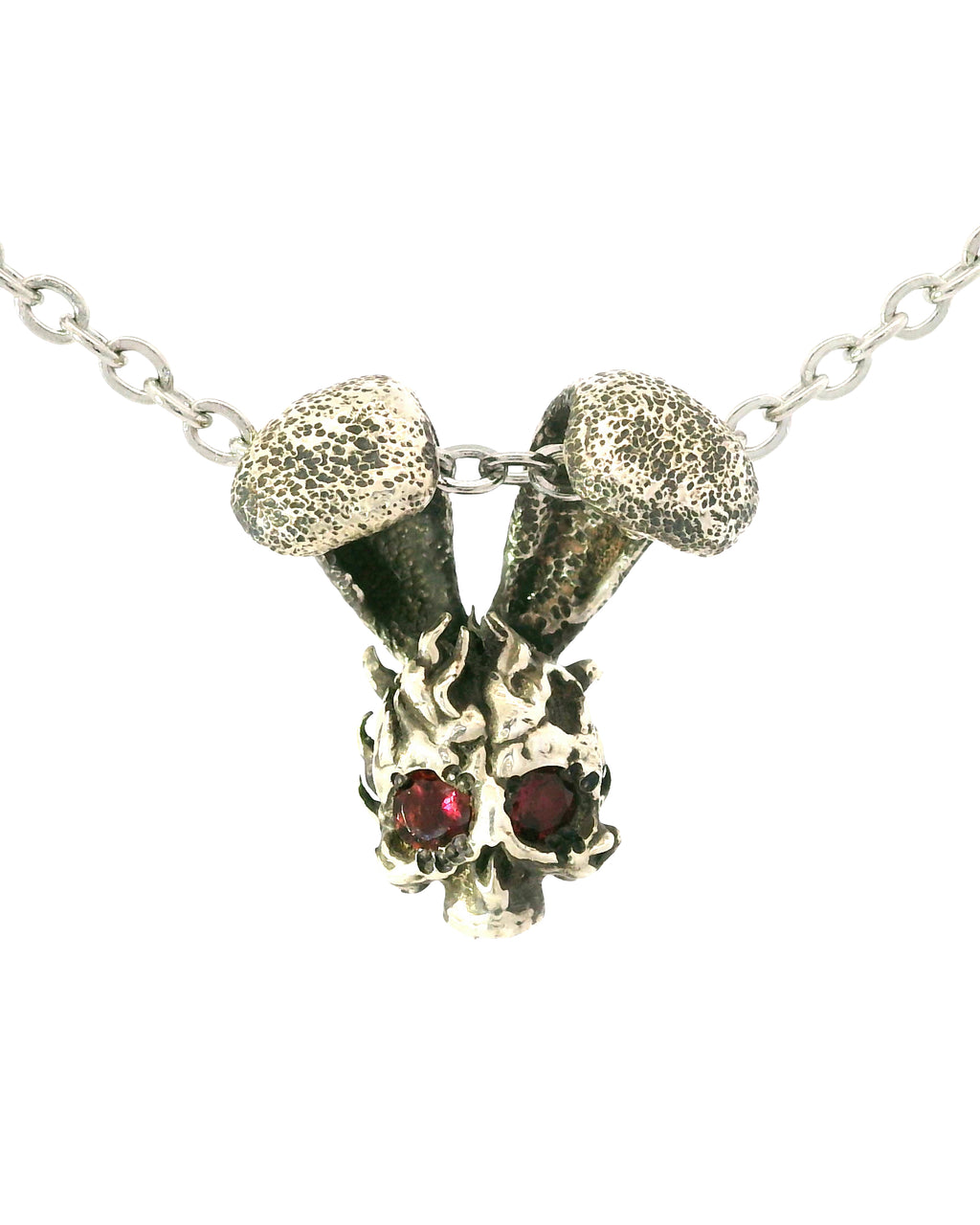 Skully The Bunny Pendant w/ Rhodolite Garnet Eyes