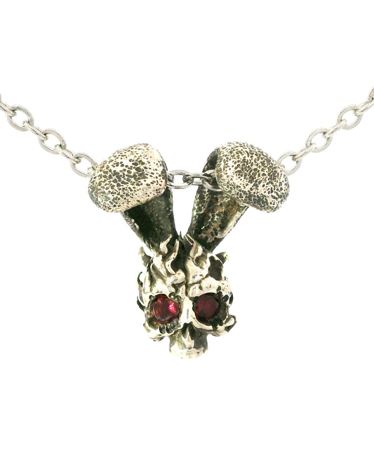Skully The Bunny Pendant w/ Rhodolite Garnet Eyes