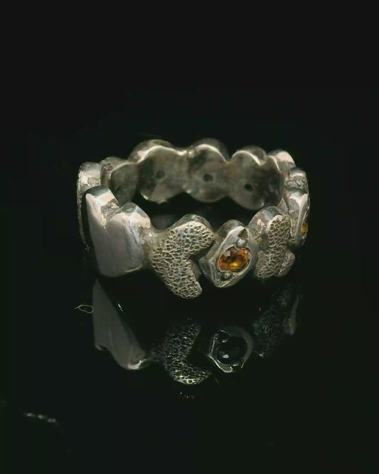 Building Blocks Ring with Sapphires