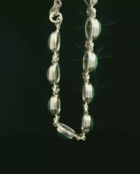Elegant Silver and Nephrite Jade Bracelet