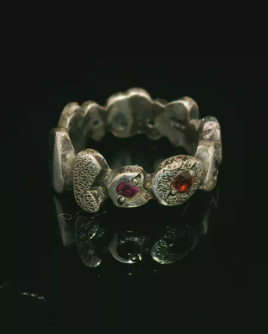 Elegant “Building Blocks” Ring w/ Sapphires
