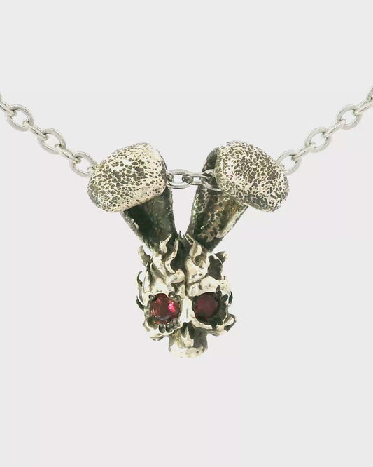 Skully The Bunny Pendant w/ Rhodolite Garnet Eyes